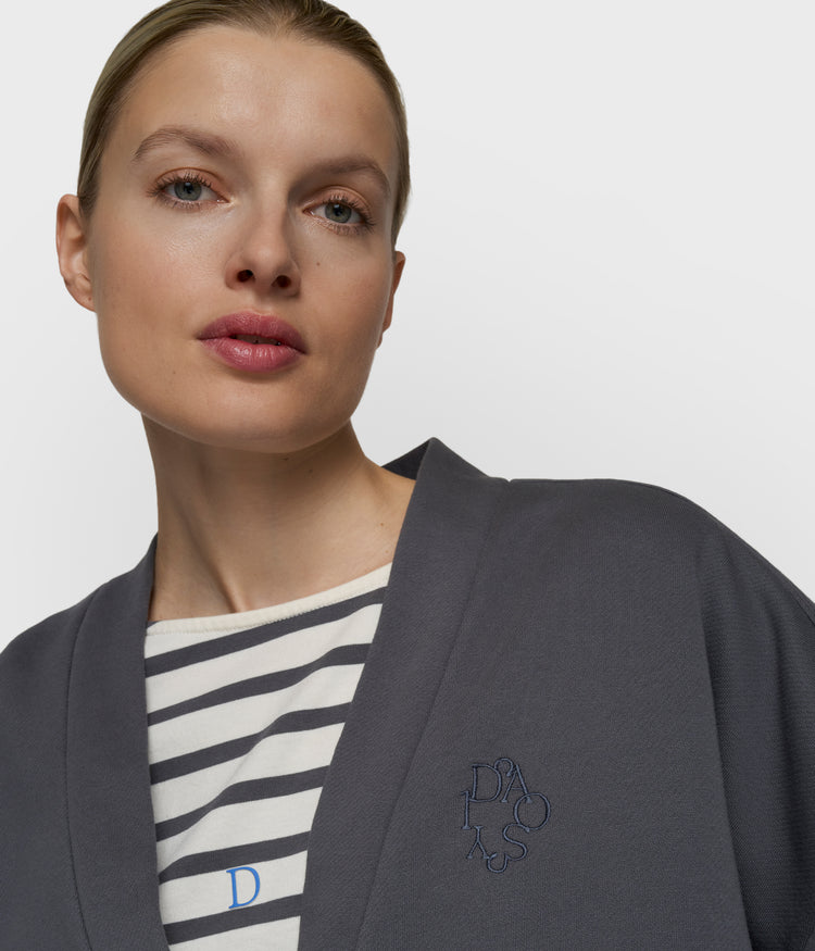 reversible cardigan fleece | steel blue