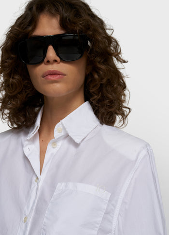 cropped shoulder shirt | white