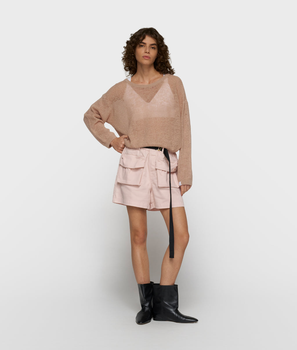 thin knit sweater | light fudge
