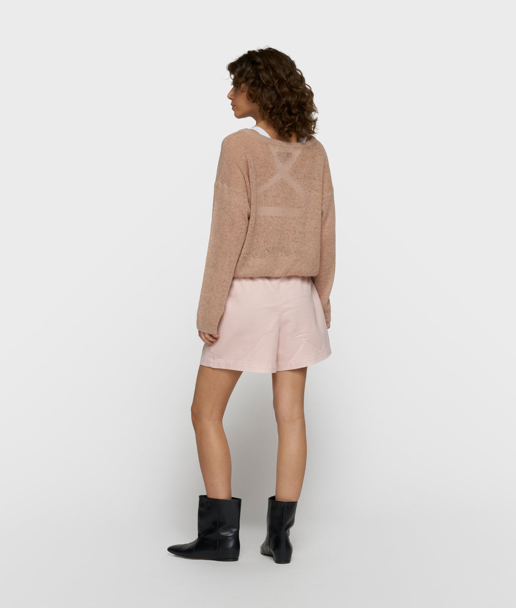 thin knit sweater | light fudge
