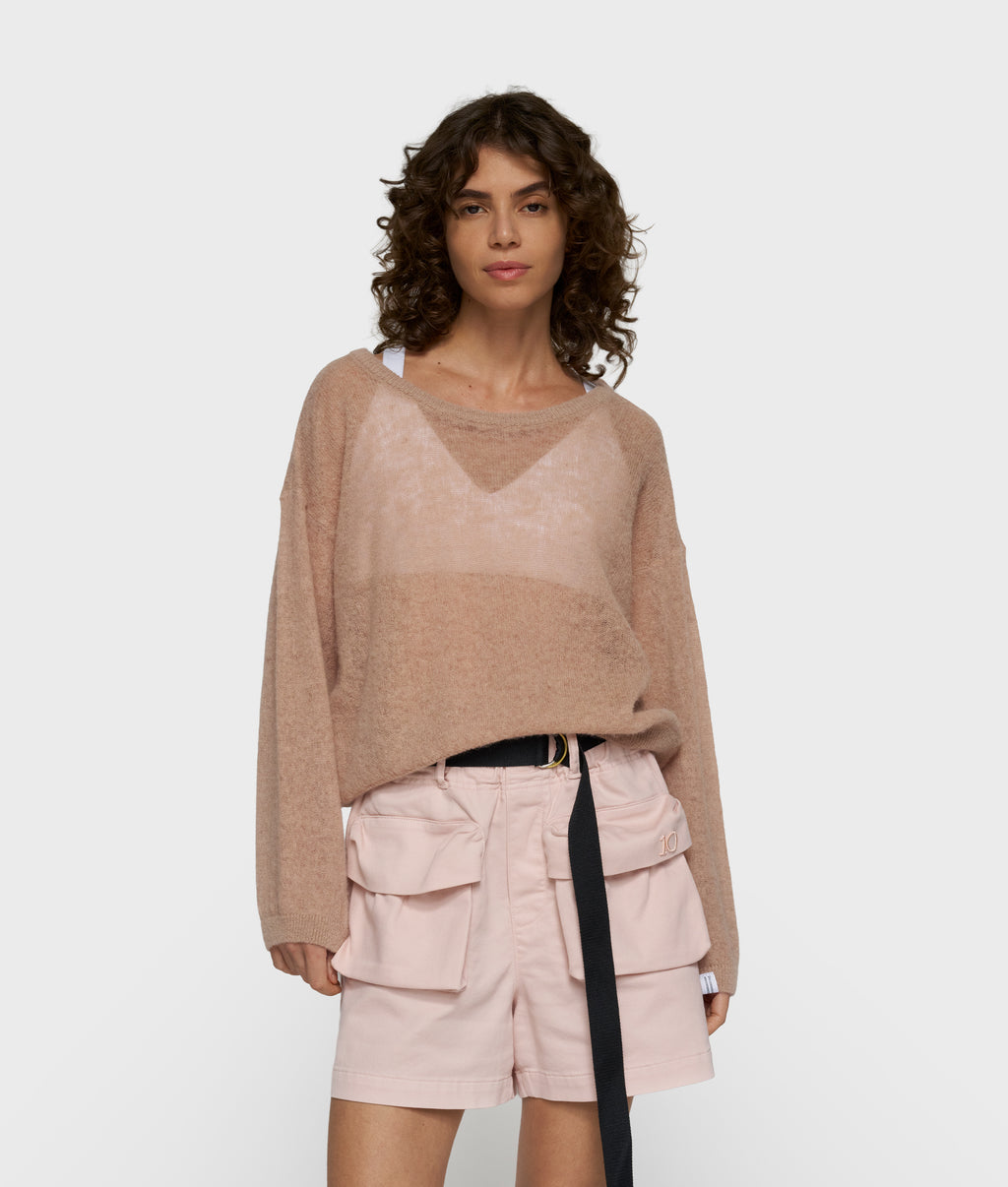 thin knit sweater | light fudge