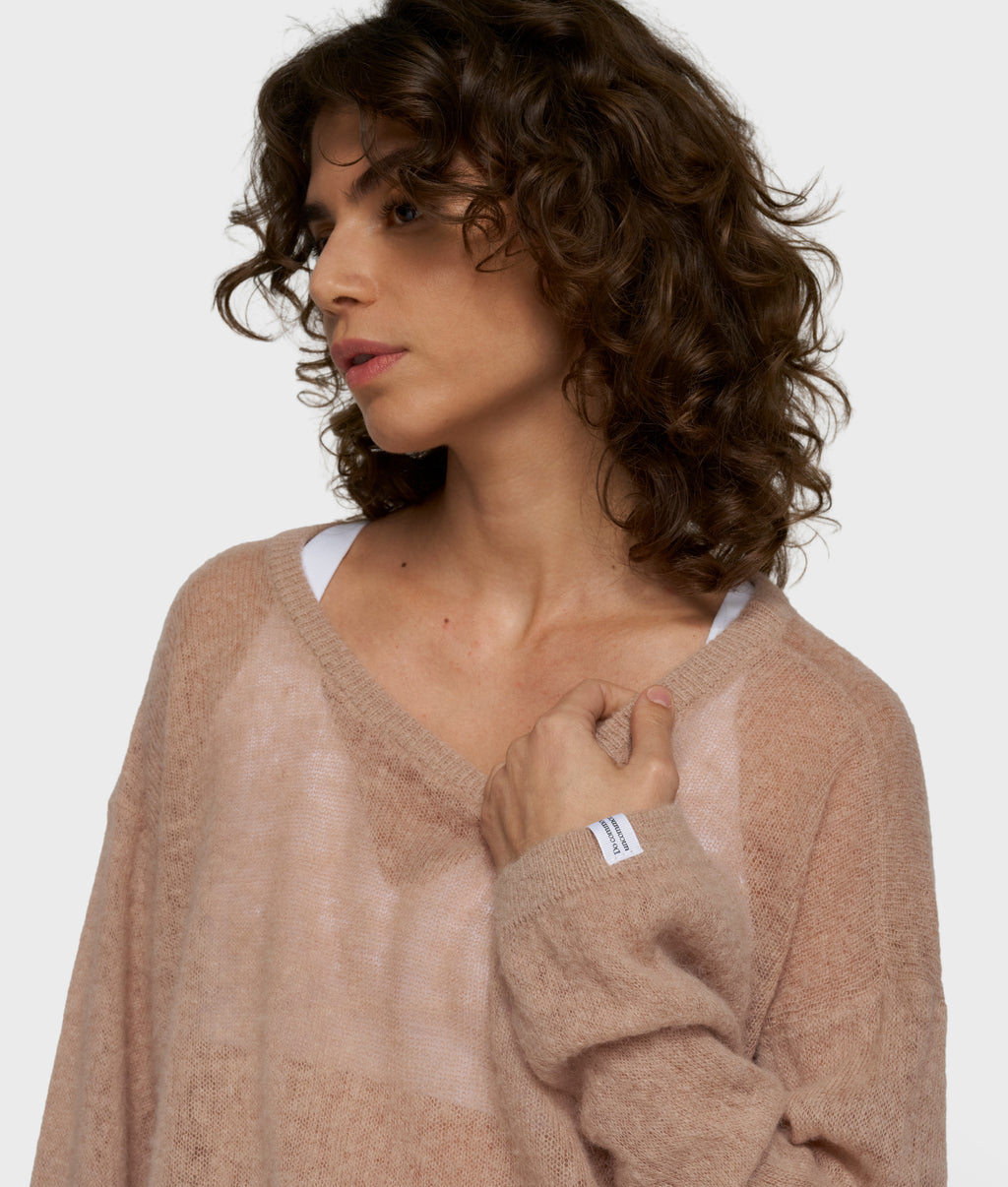 thin knit sweater | light fudge