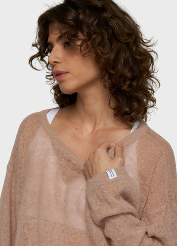 thin knit sweater | light fudge