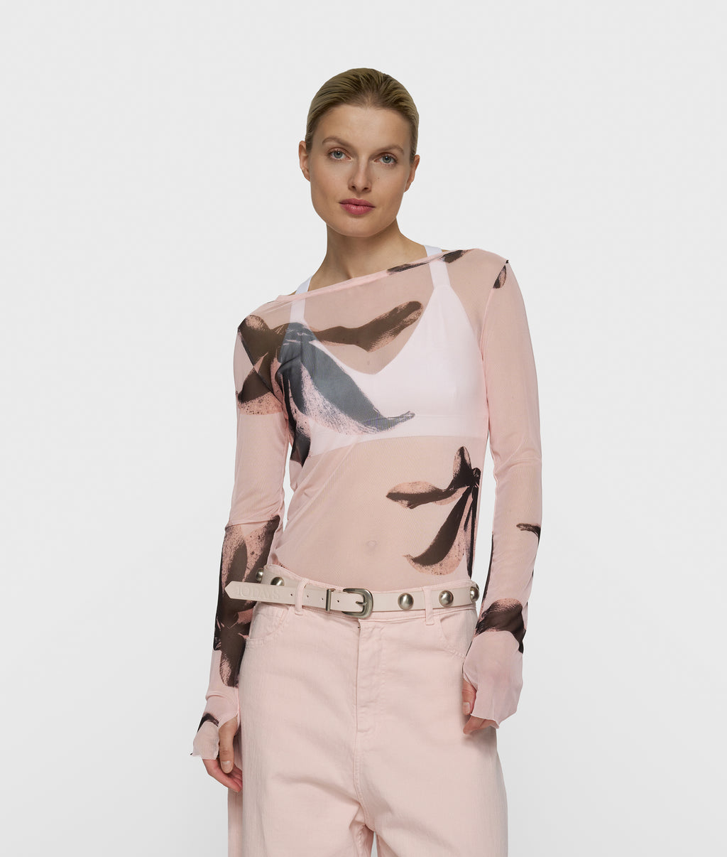 mesh long sleeve flower | powder