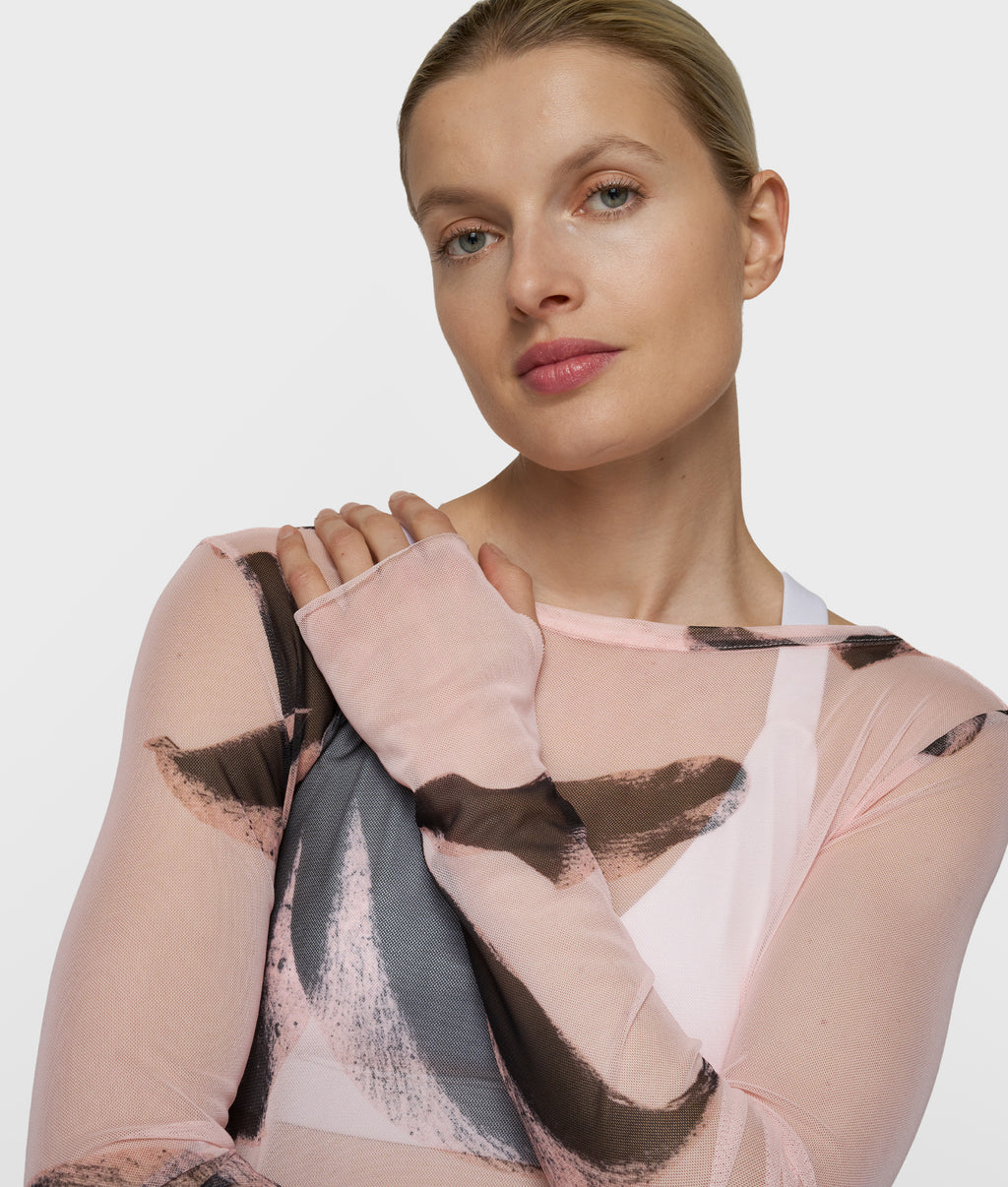 mesh long sleeve flower | powder