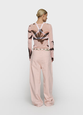 mesh long sleeve flower | powder