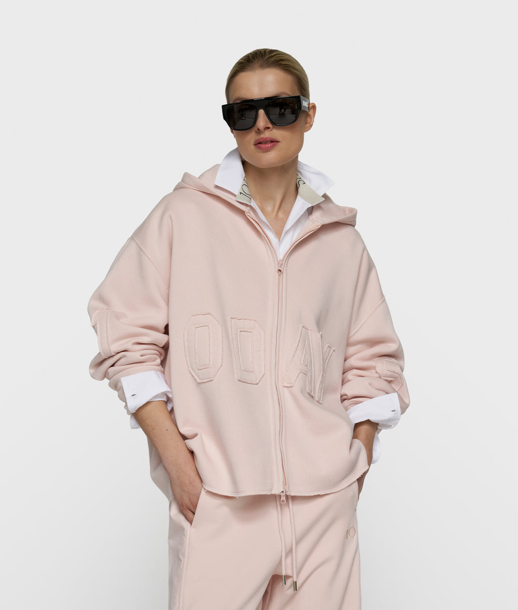 statement zip hoodie | powder