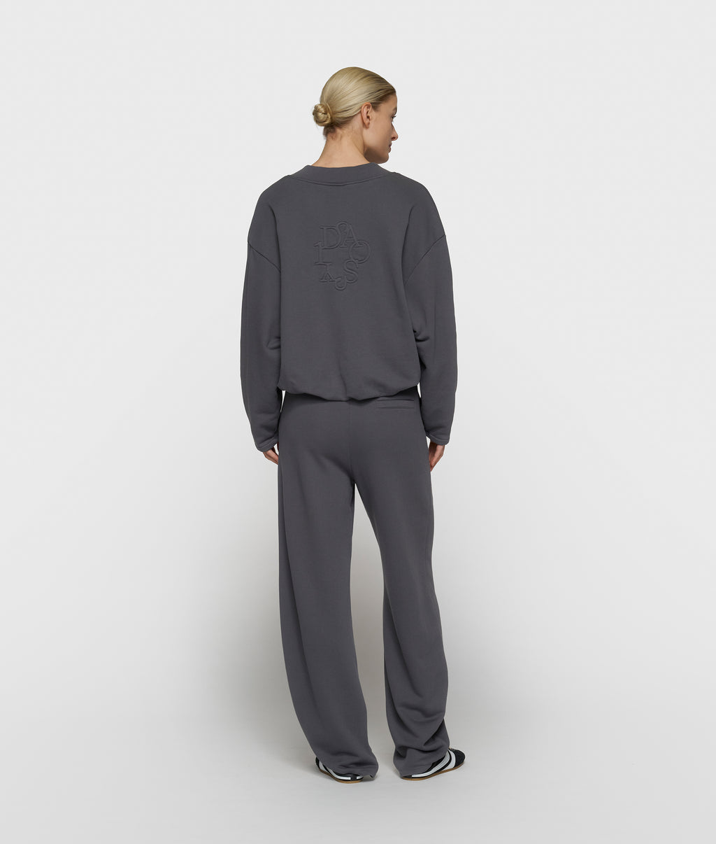v-neck balloon sweater | steel blue