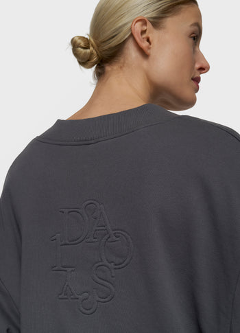 v-neck balloon sweater | steel blue