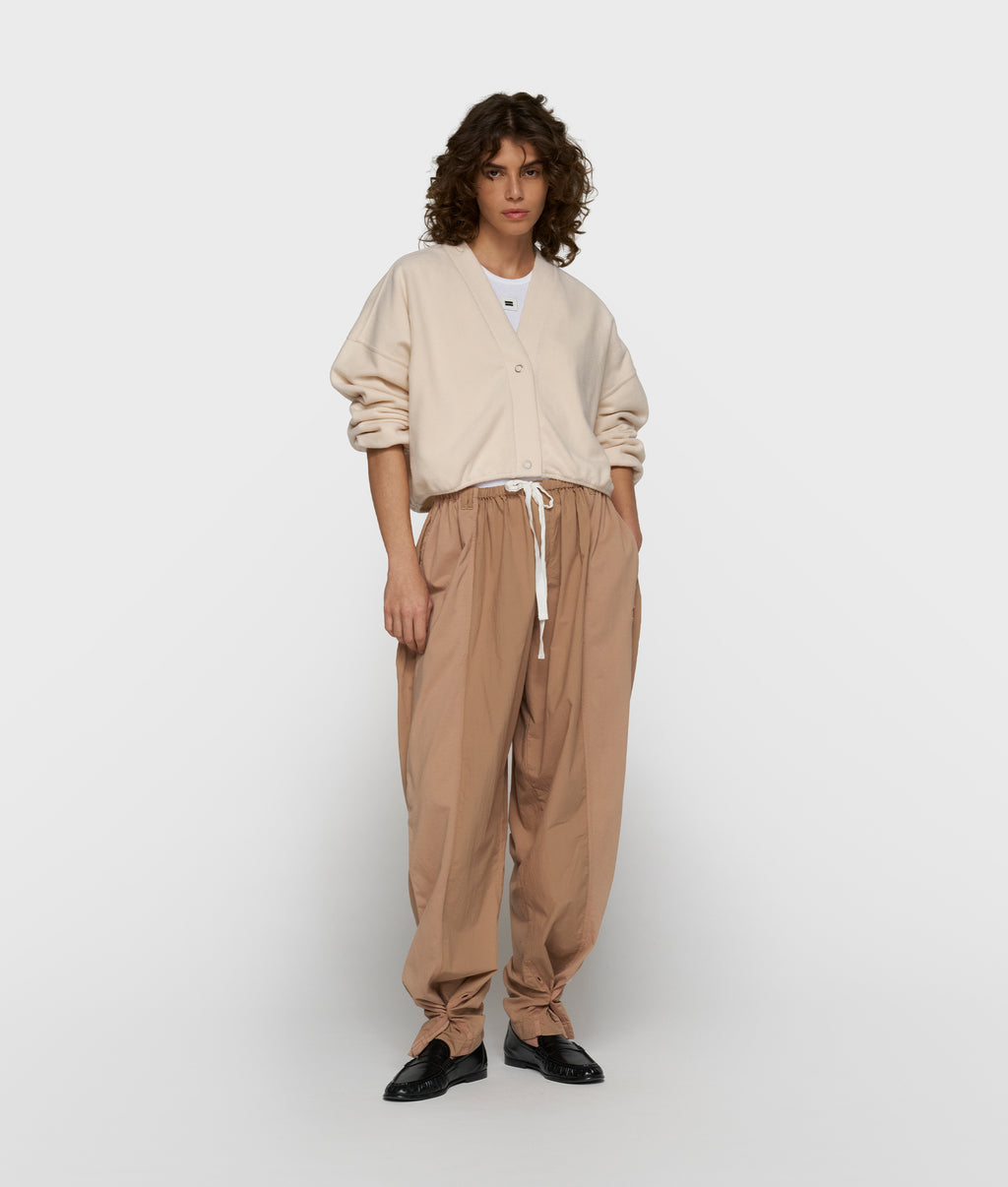 brushed baseball cardigan | powder