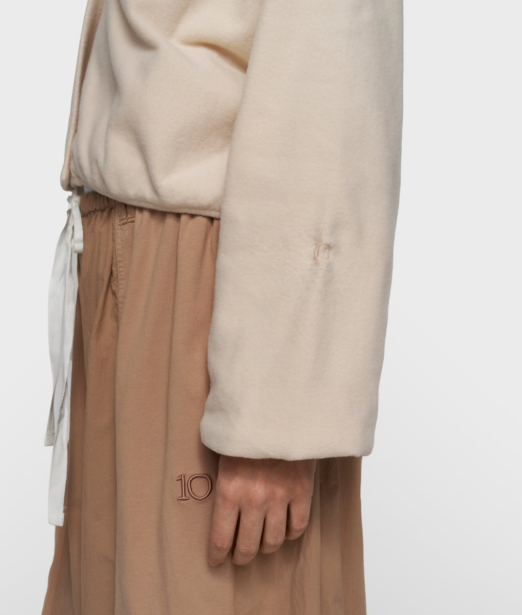 brushed baseball cardigan | powder
