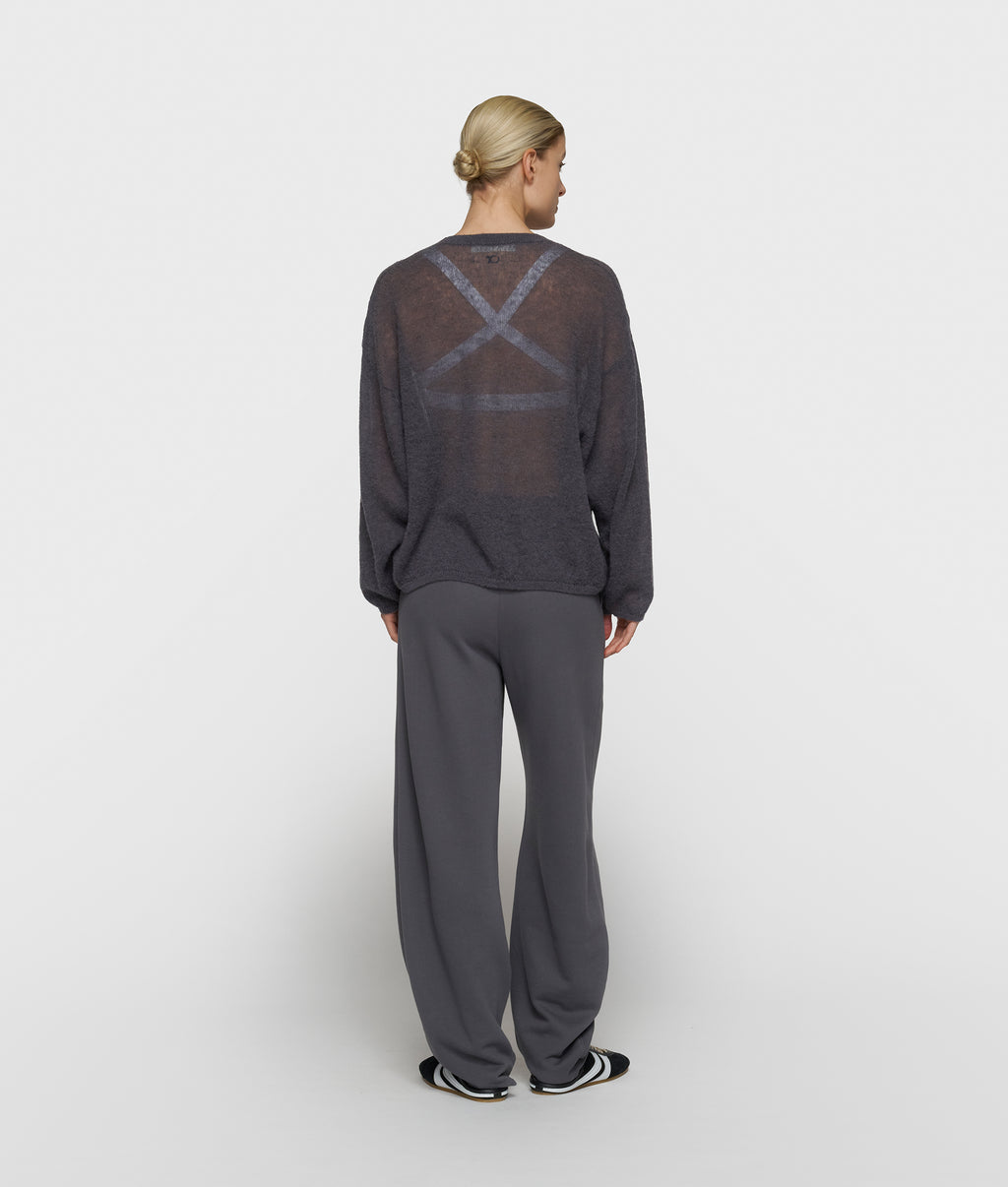Dünner Strickpullover mit V-Ausschnitt | steel blue