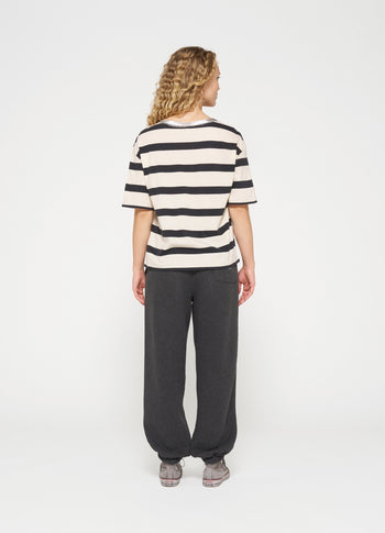 short sleeve tee stripe | light natural/grey raven