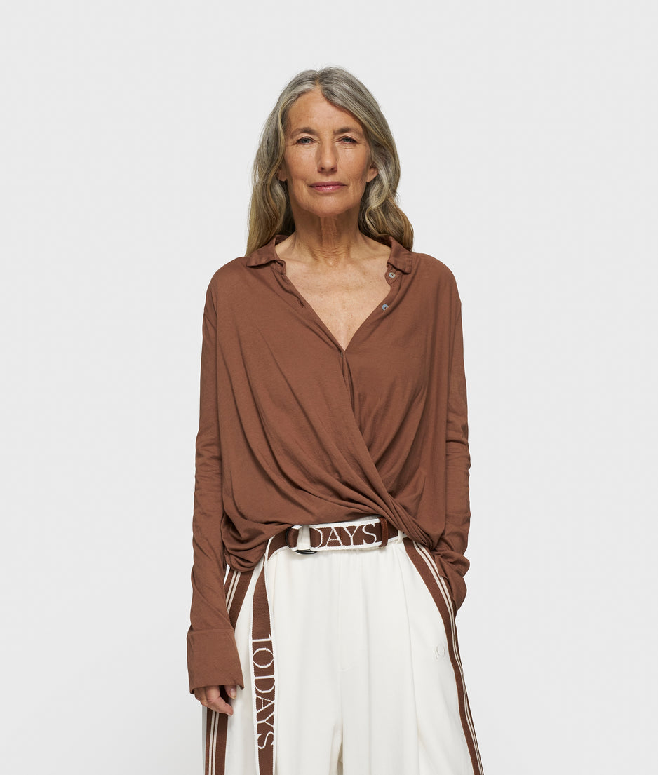 wrap blouse | truffle