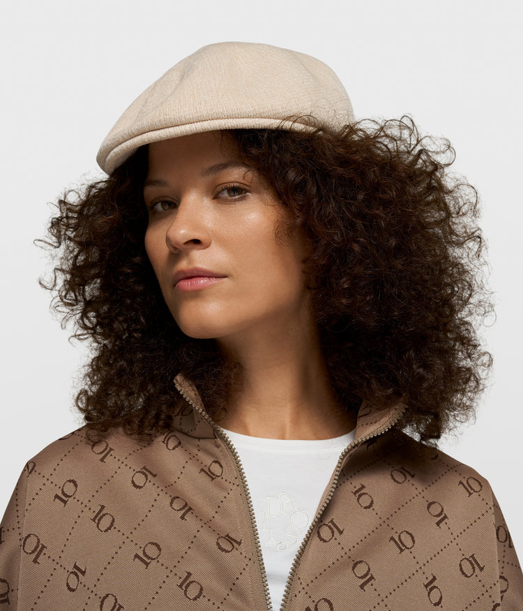 knit flat cap | pearl