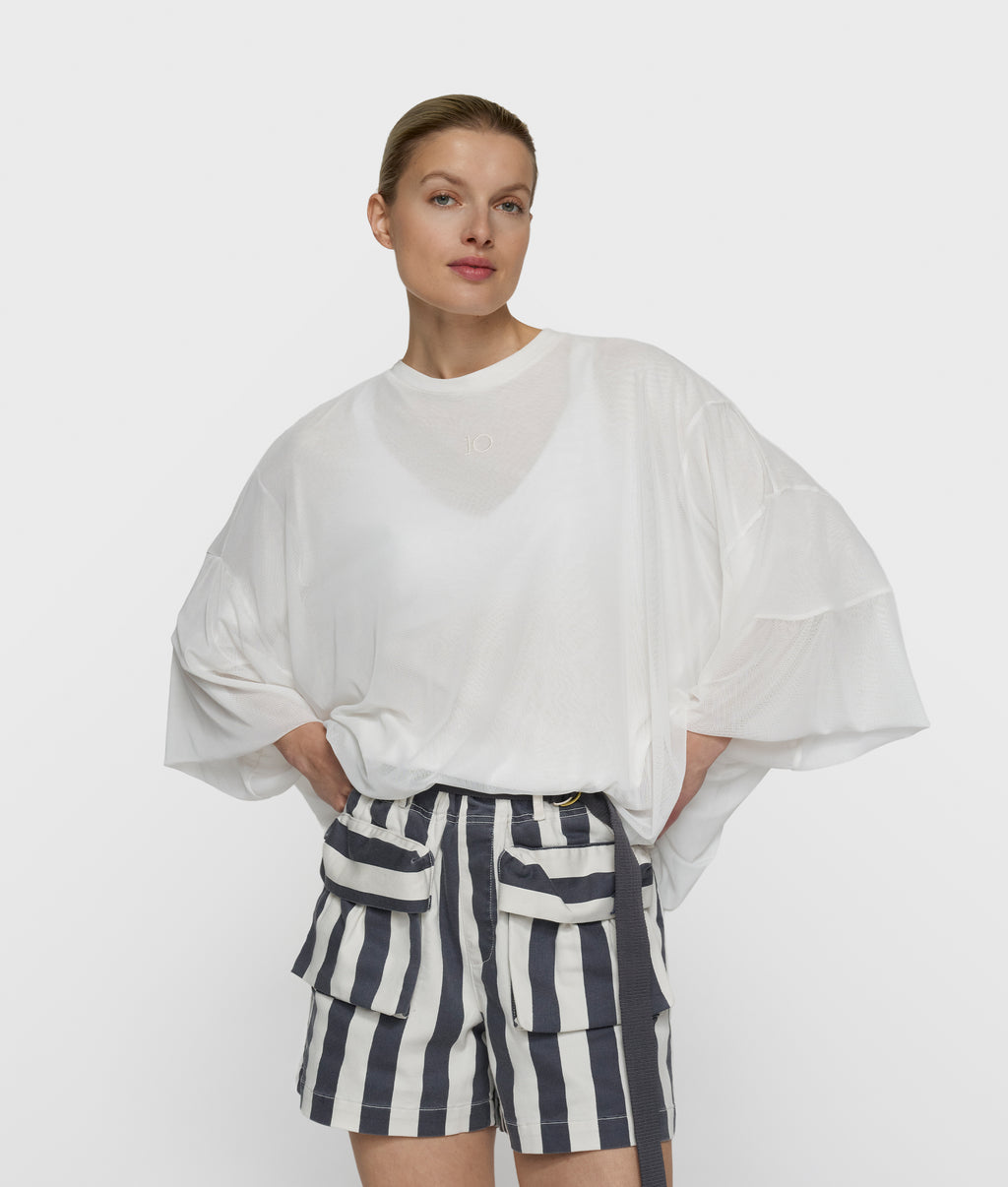 mesh balloon tee | ecru