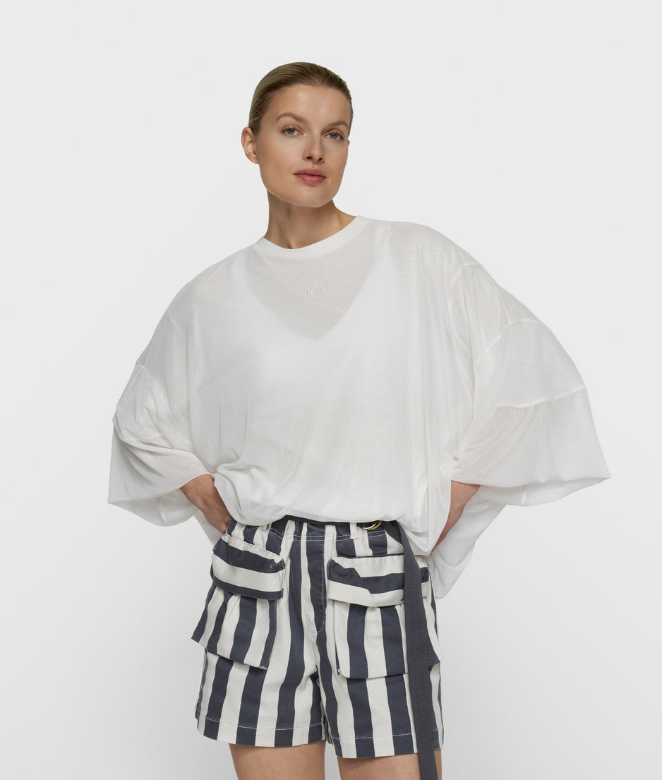 mesh balloon tee | ecru