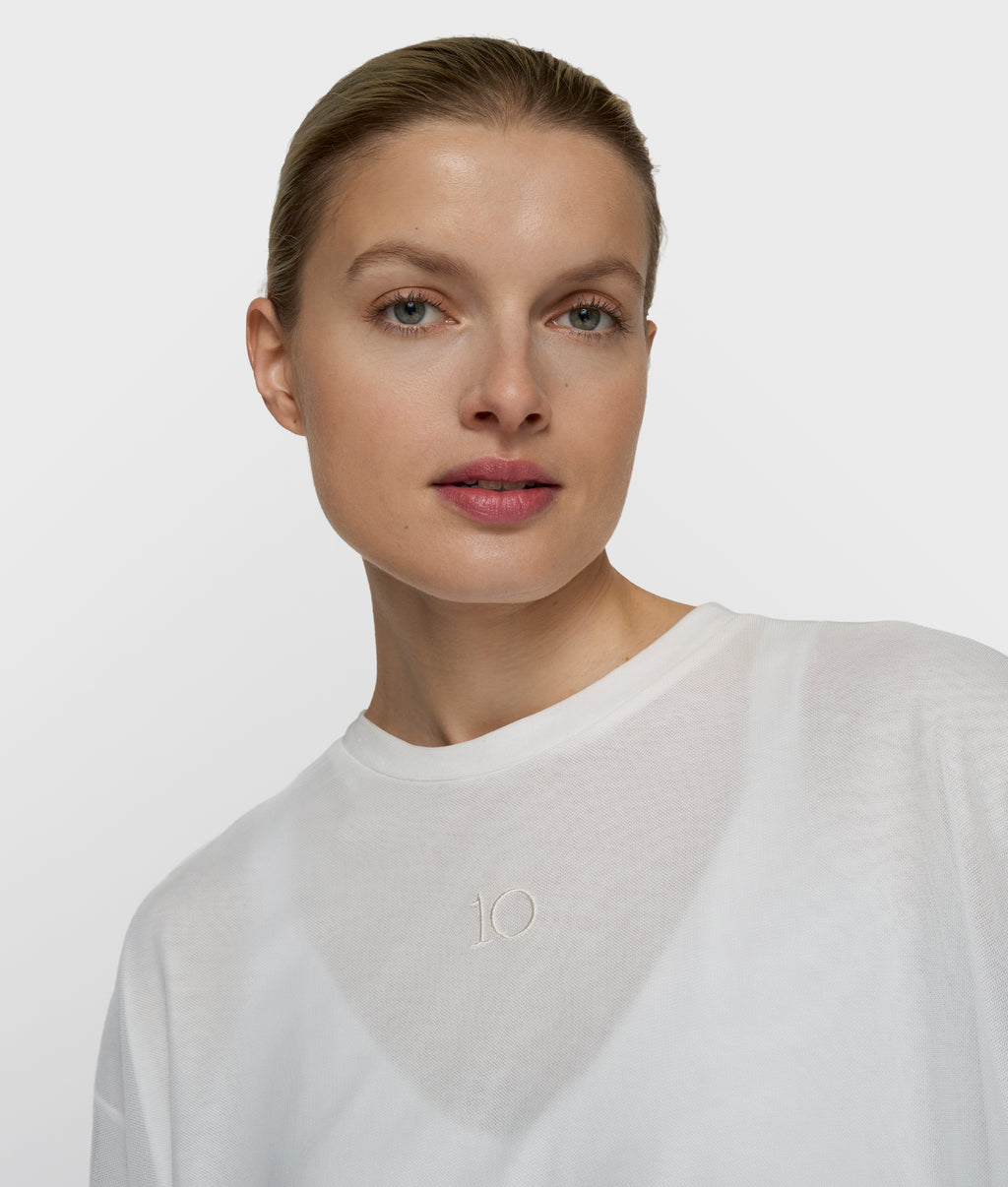 mesh balloon tee | ecru