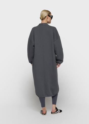long baseball cardigan | steel blue