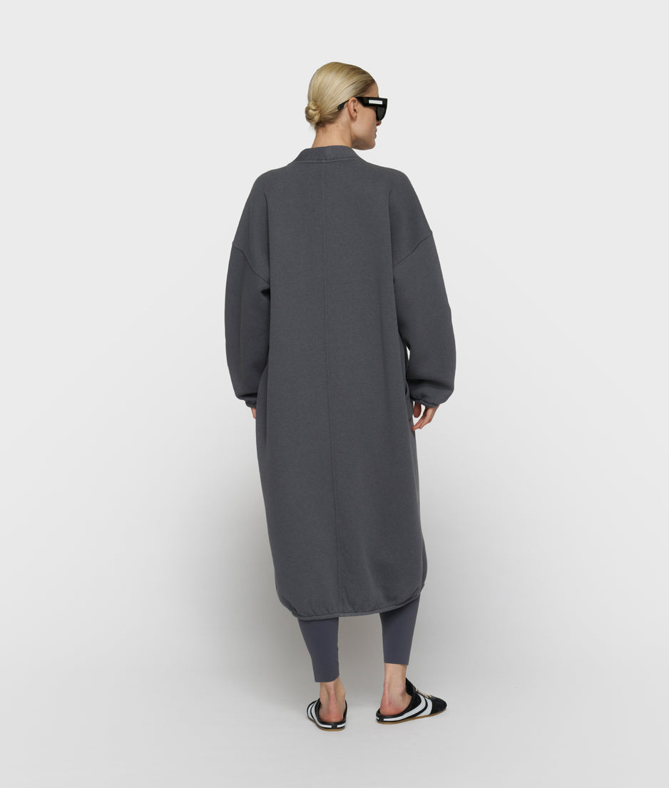 long baseball cardigan | steel blue