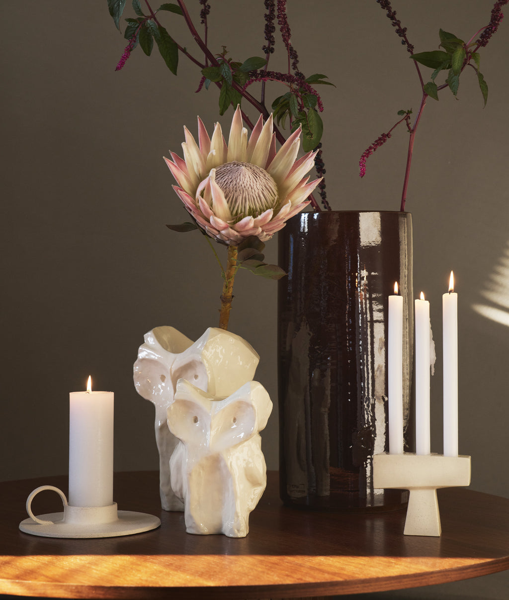 Candle Holder L Beige Mira | soft beige