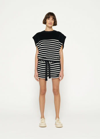 terry sleeveless sweater stripes | black/ecru