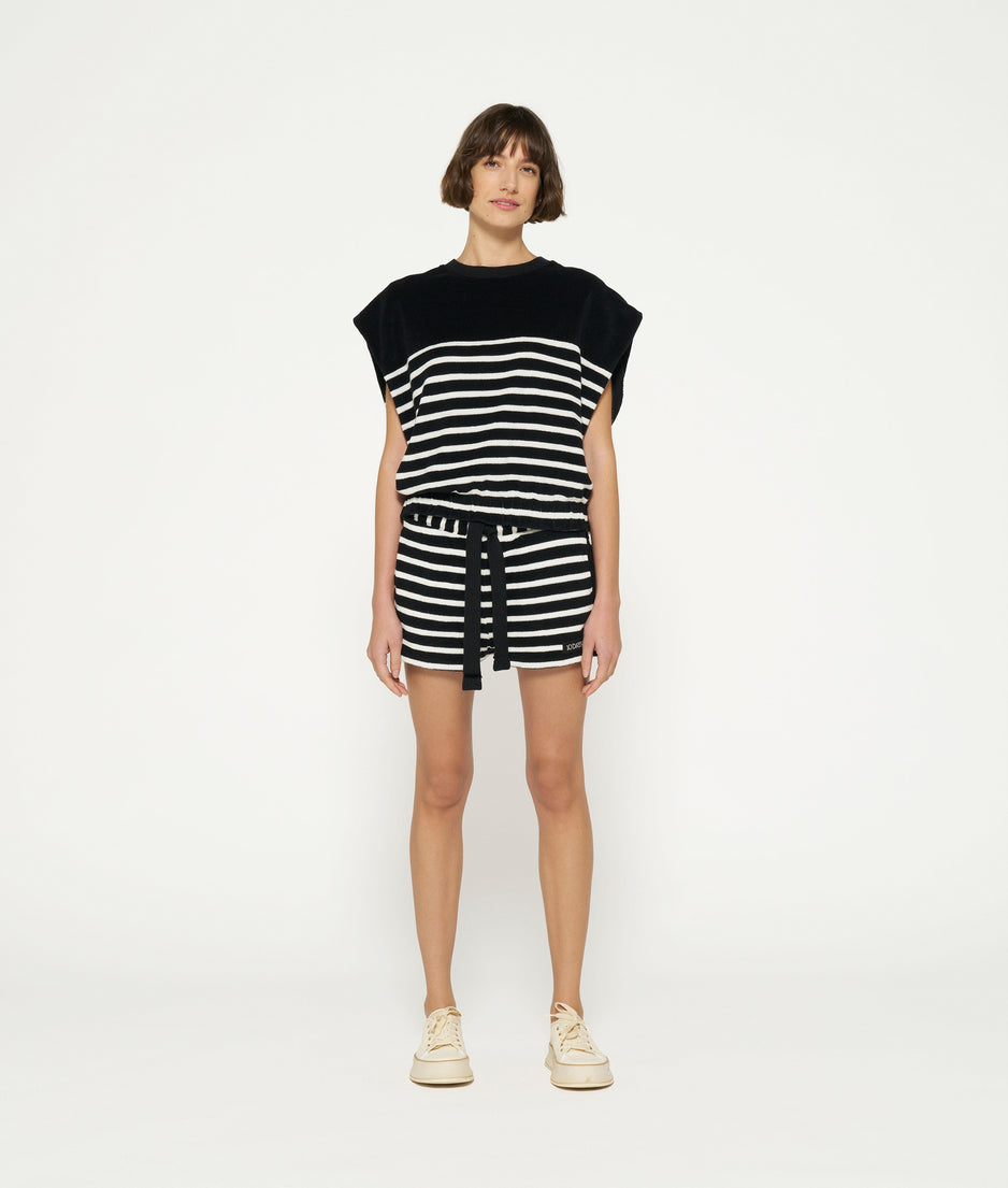 terry sleeveless sweater stripes | black/ecru