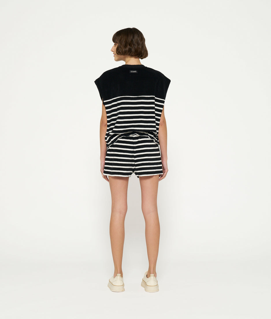 terry sleeveless sweater stripes | black/ecru