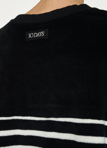 terry sleeveless sweater stripes | black/ecru