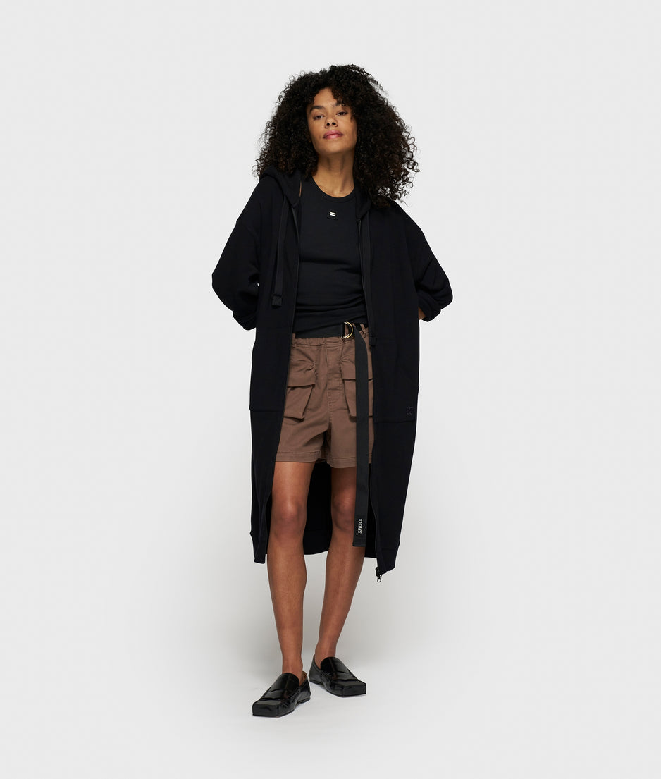 long zip hoodie fleece | black