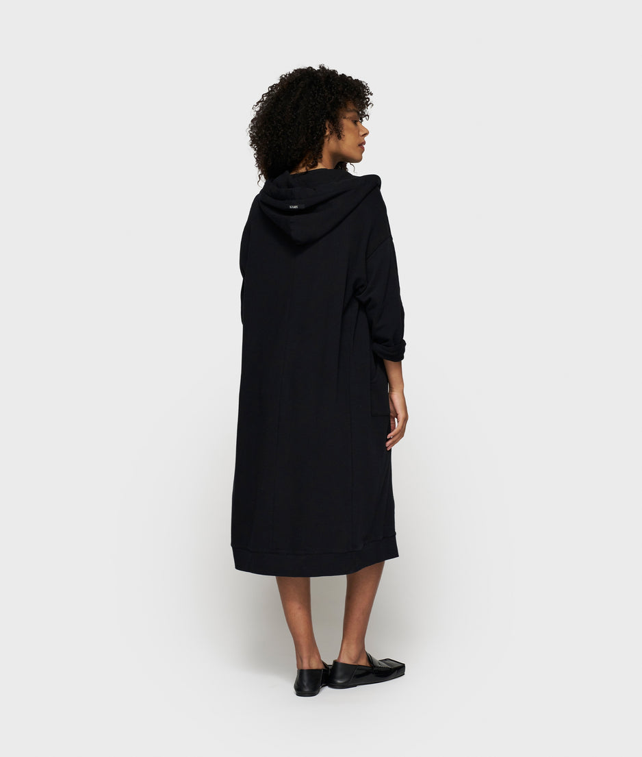 long zip hoodie fleece | black