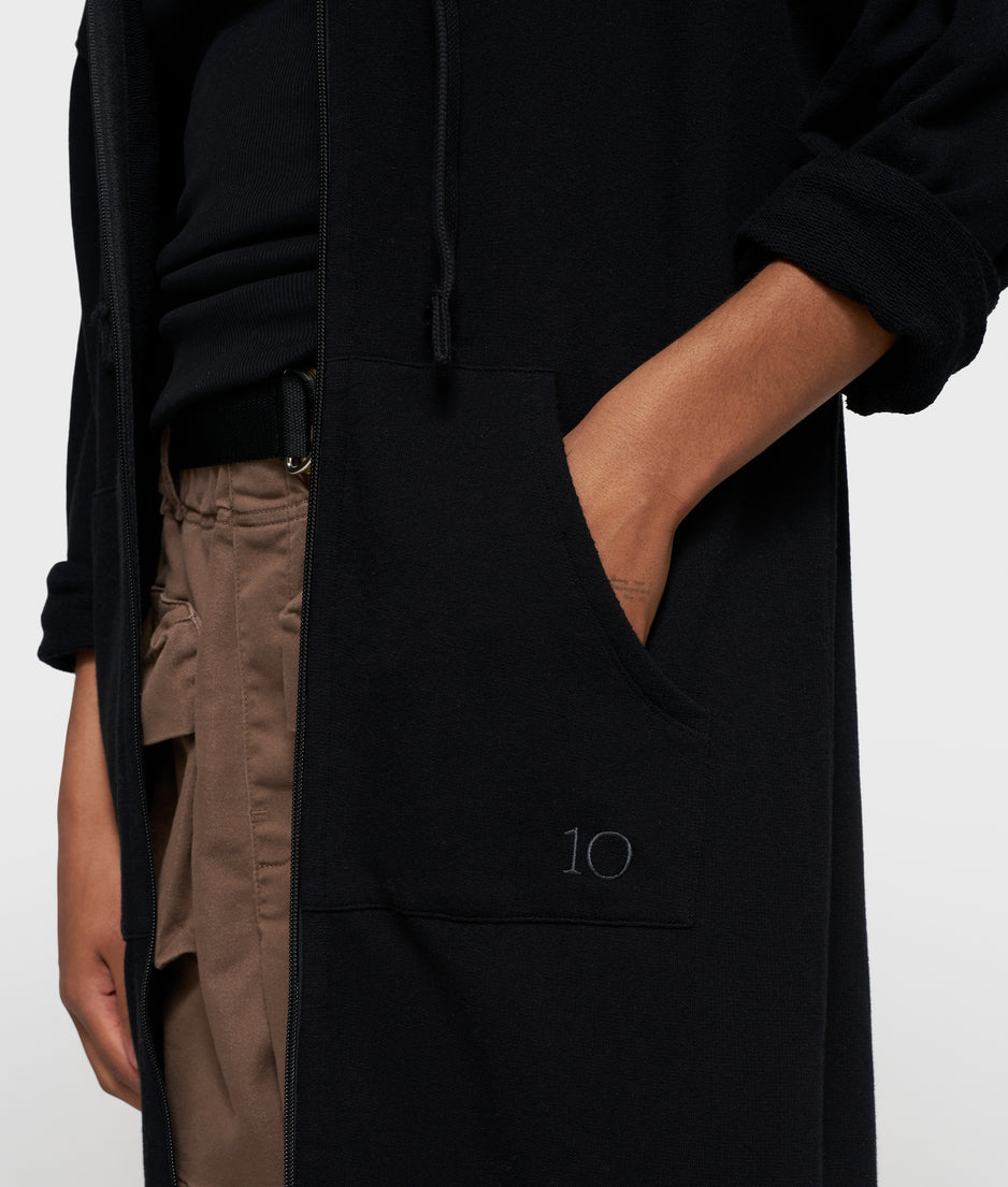 long zip hoodie fleece | black