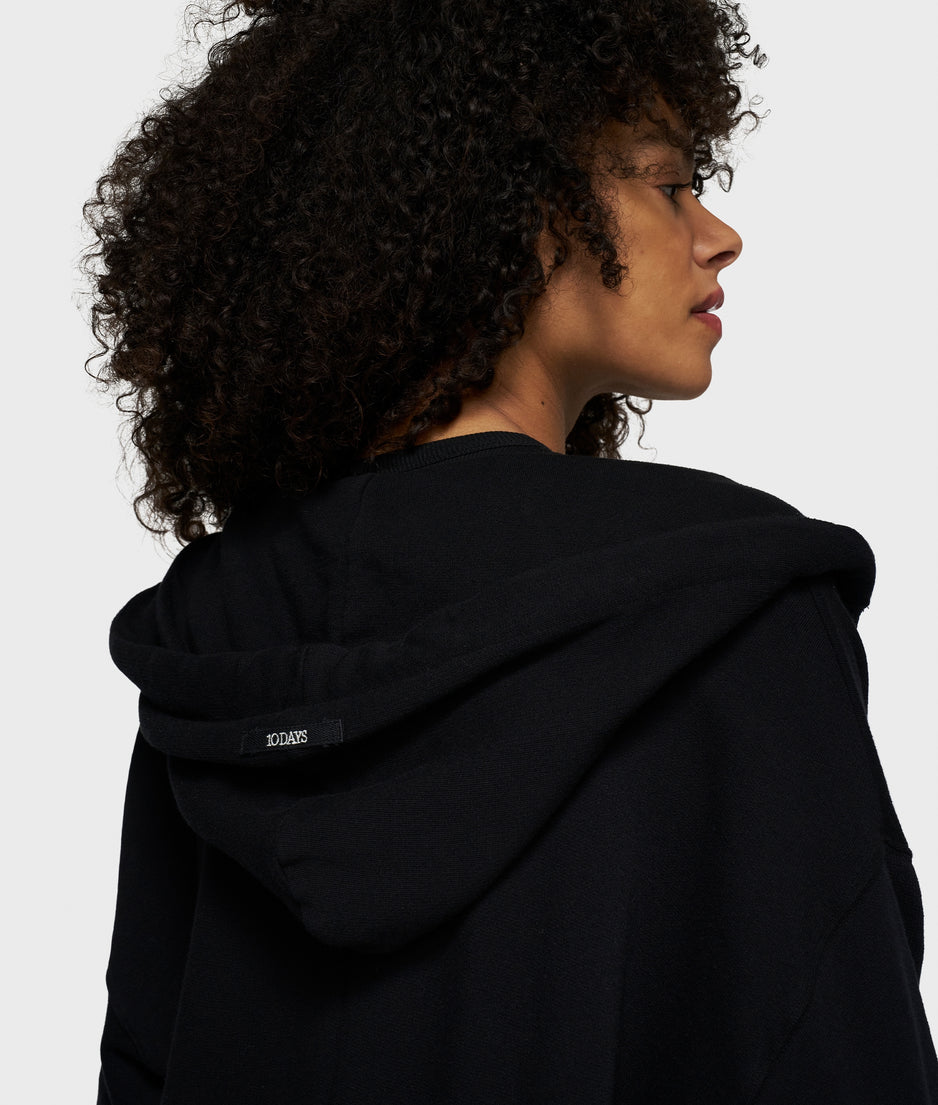 long zip hoodie fleece | black