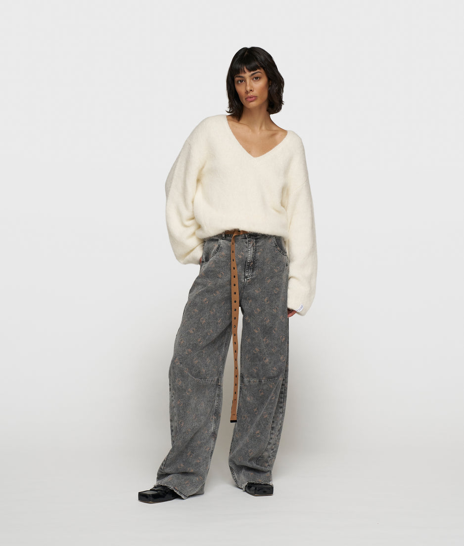 western pants monogram | black
