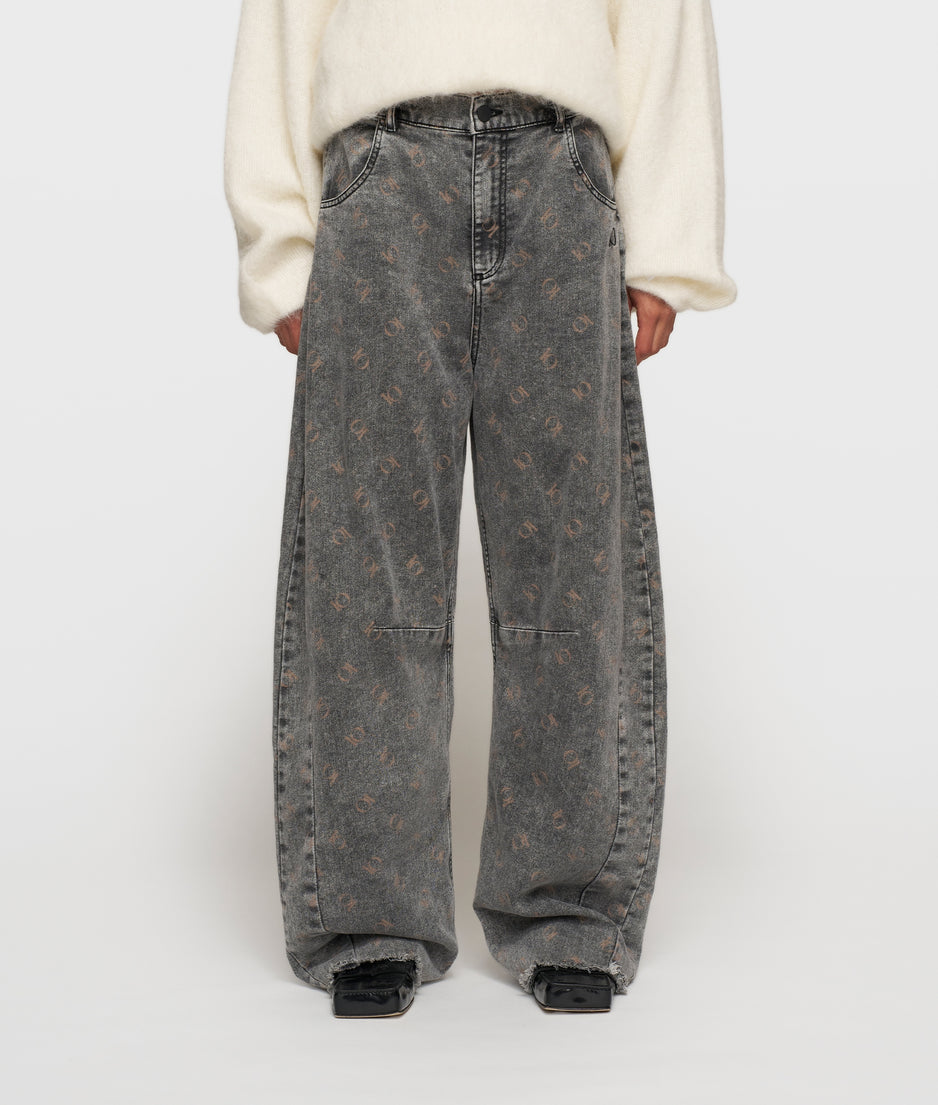western pants monogram | black
