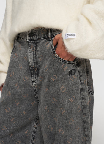 western pants monogram | black