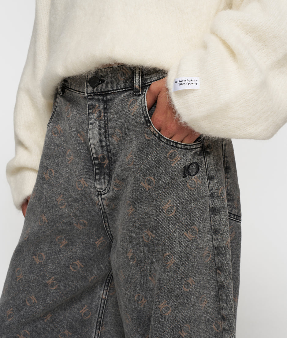 western pants monogram | black