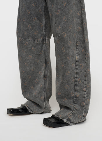 western pants monogram | black