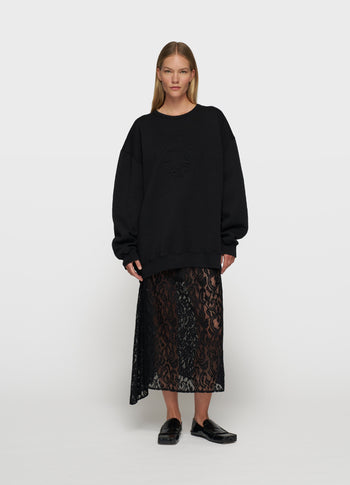 lace midi skirt | black