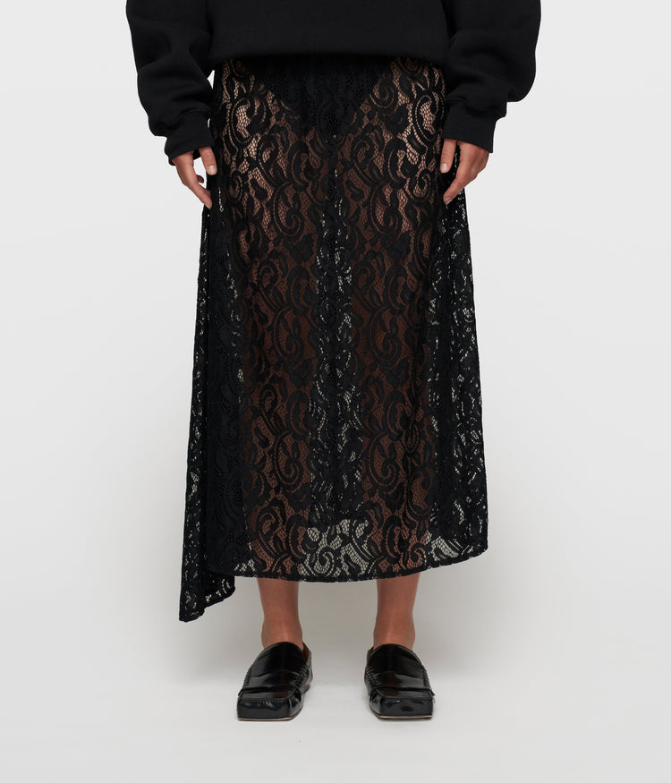lace midi skirt | black