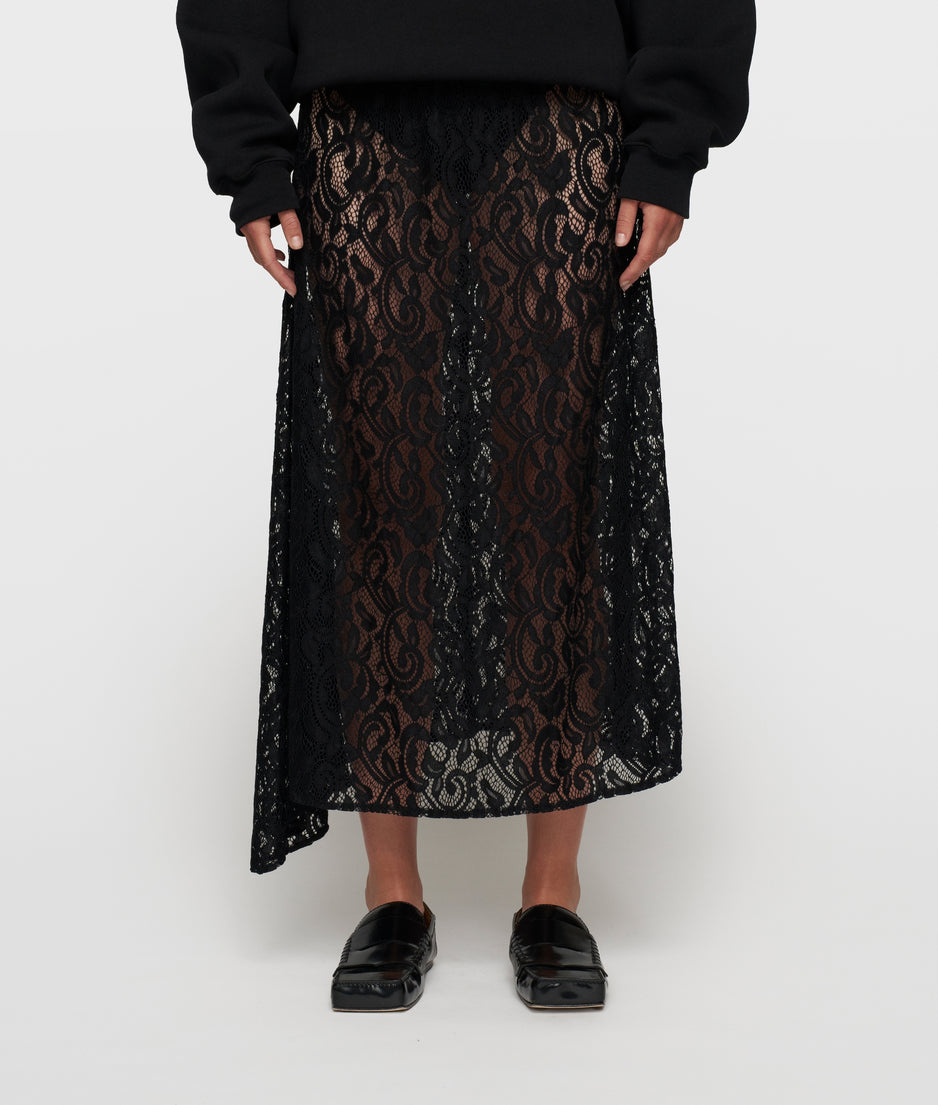 lace midi skirt | black