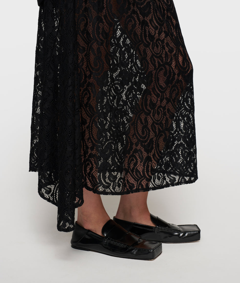 lace midi skirt | black