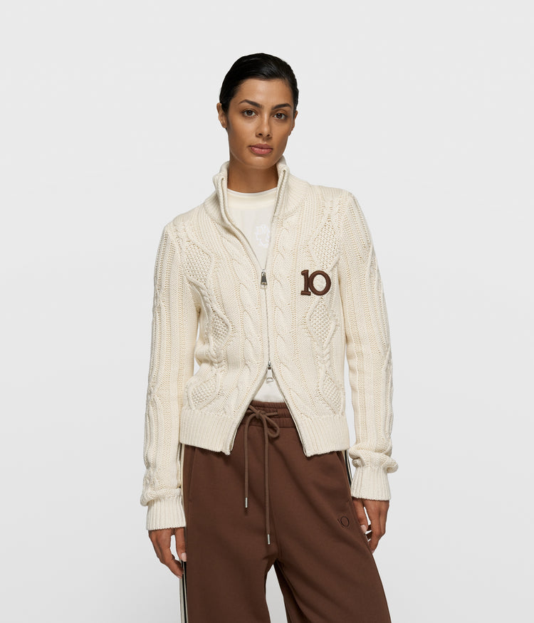 cable knit zip | pearl