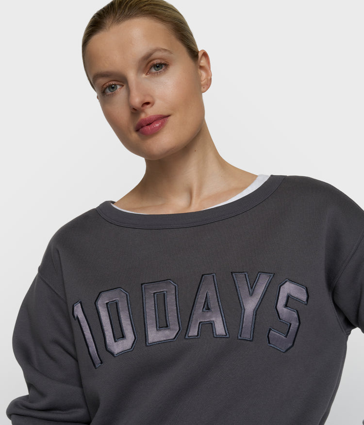 petite statement sweater | steel blue