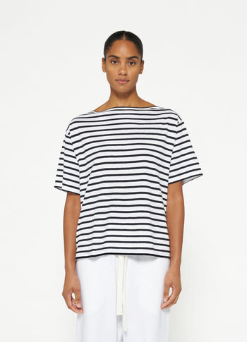 jersey tee stripes | ecru/black