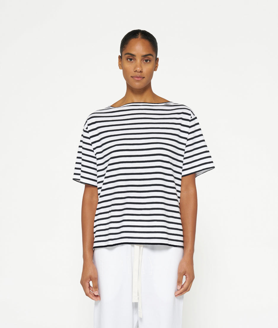 jersey tee stripes | ecru/black