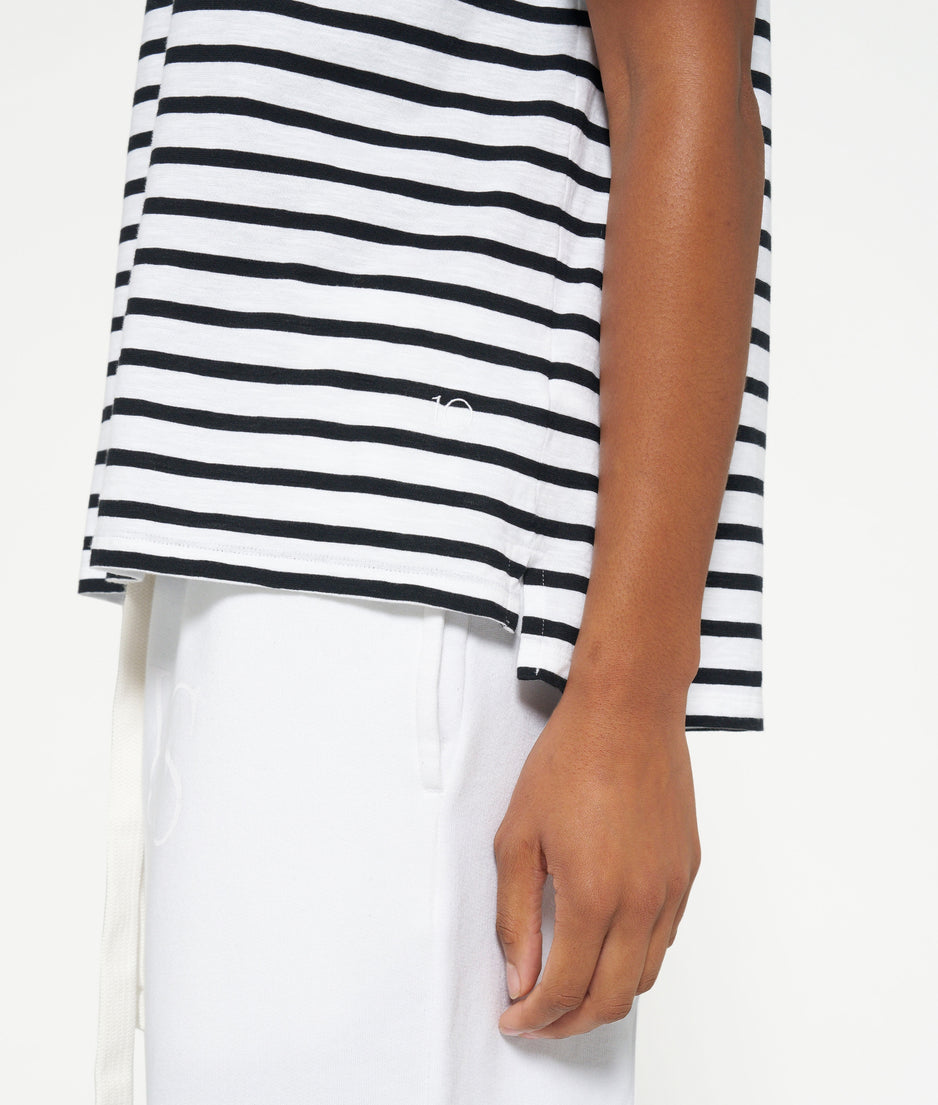 jersey tee stripes | ecru/black