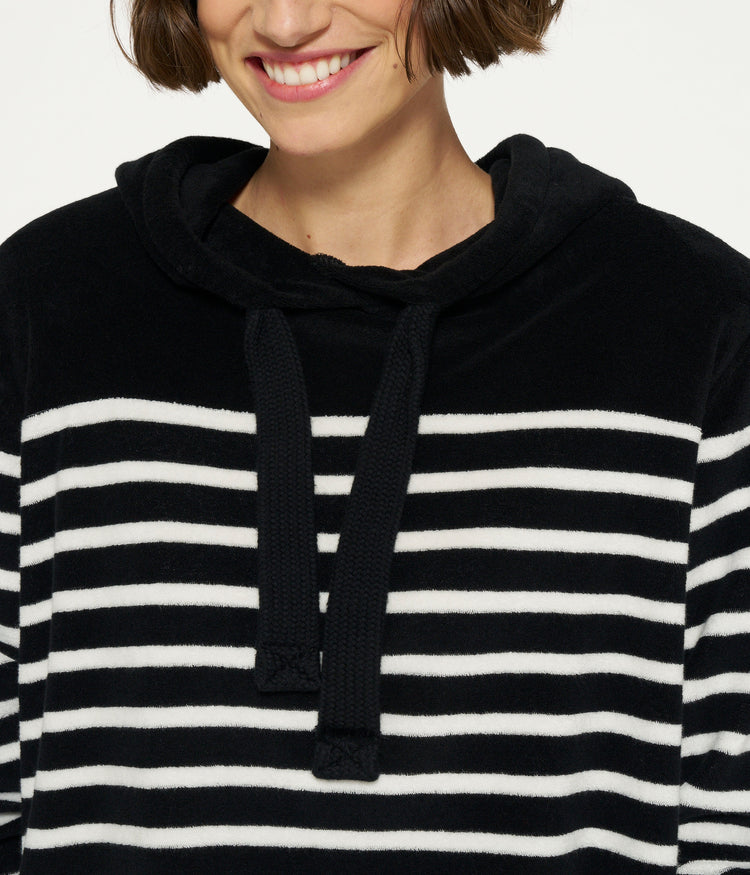 terry hoodie stripes | black/ecru