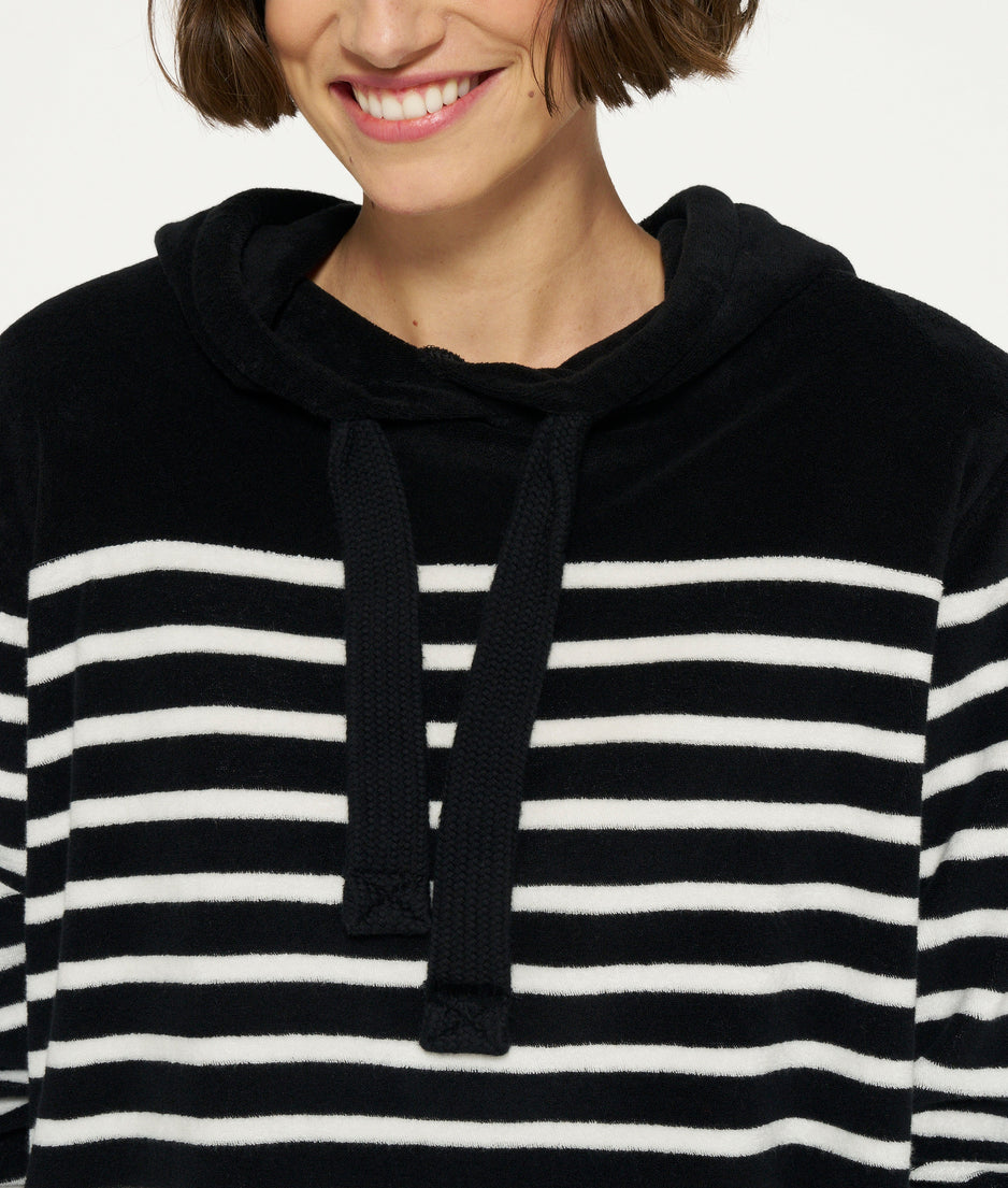 terry hoodie stripes | black/ecru