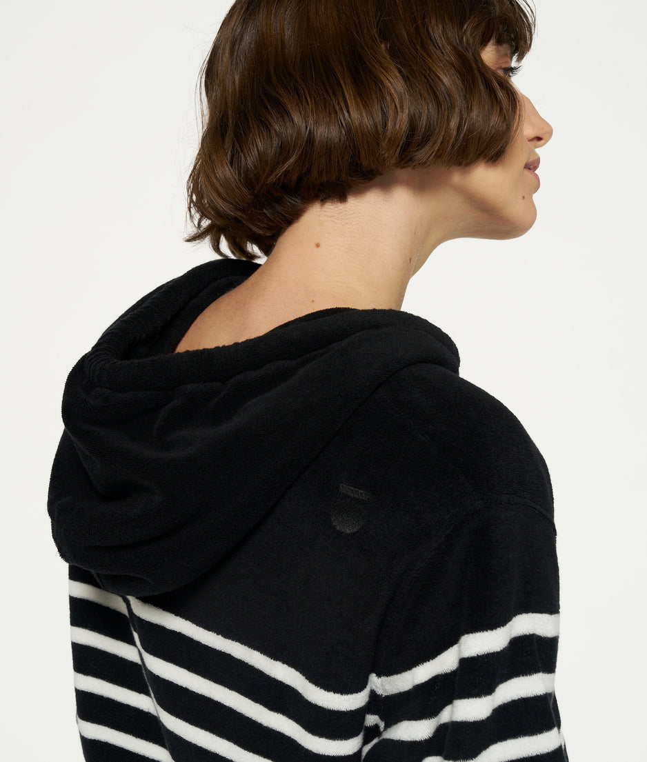 terry hoodie stripes | black/ecru